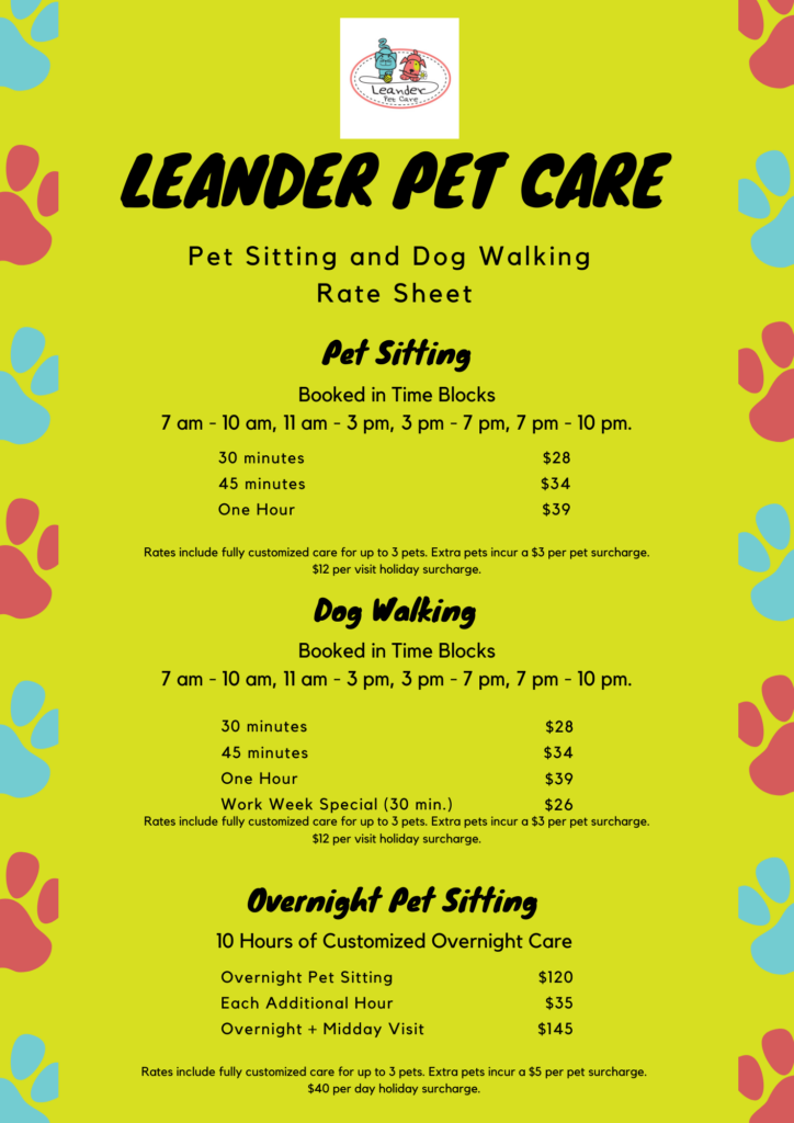 Pet sitting clearance rates